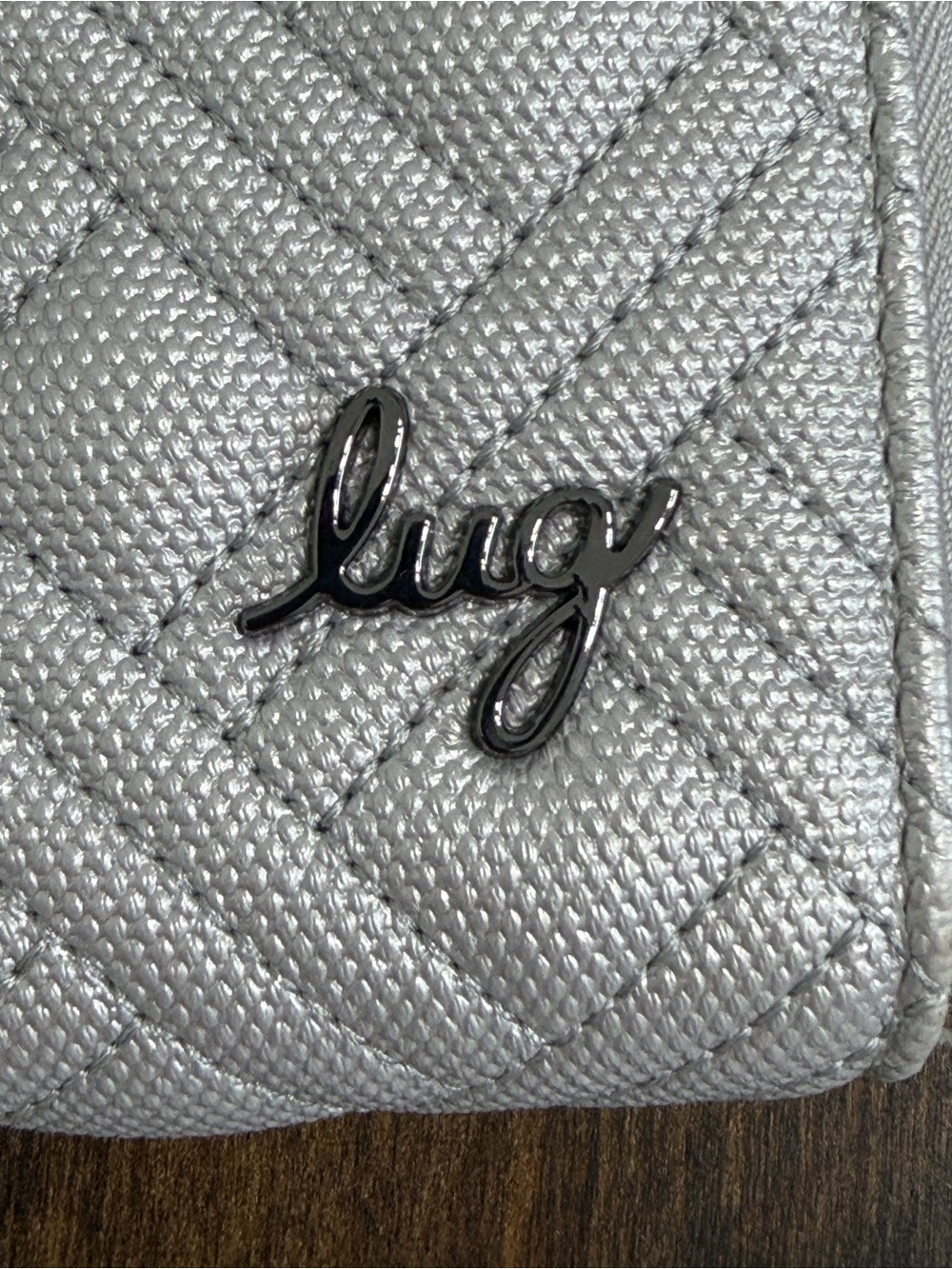 Lug Luxe VL Foxtrot Wallet Wristlet Metallic Silver RFID Snap Zip Organizer - Picture 11 of 13